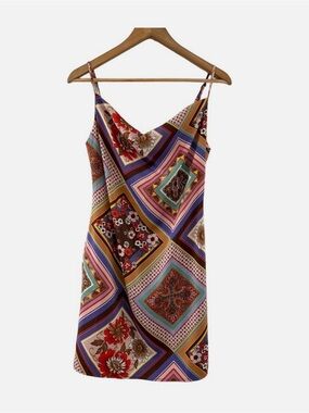 Urban Outfitters Multicolor Geometric Patchwork Slip Dress